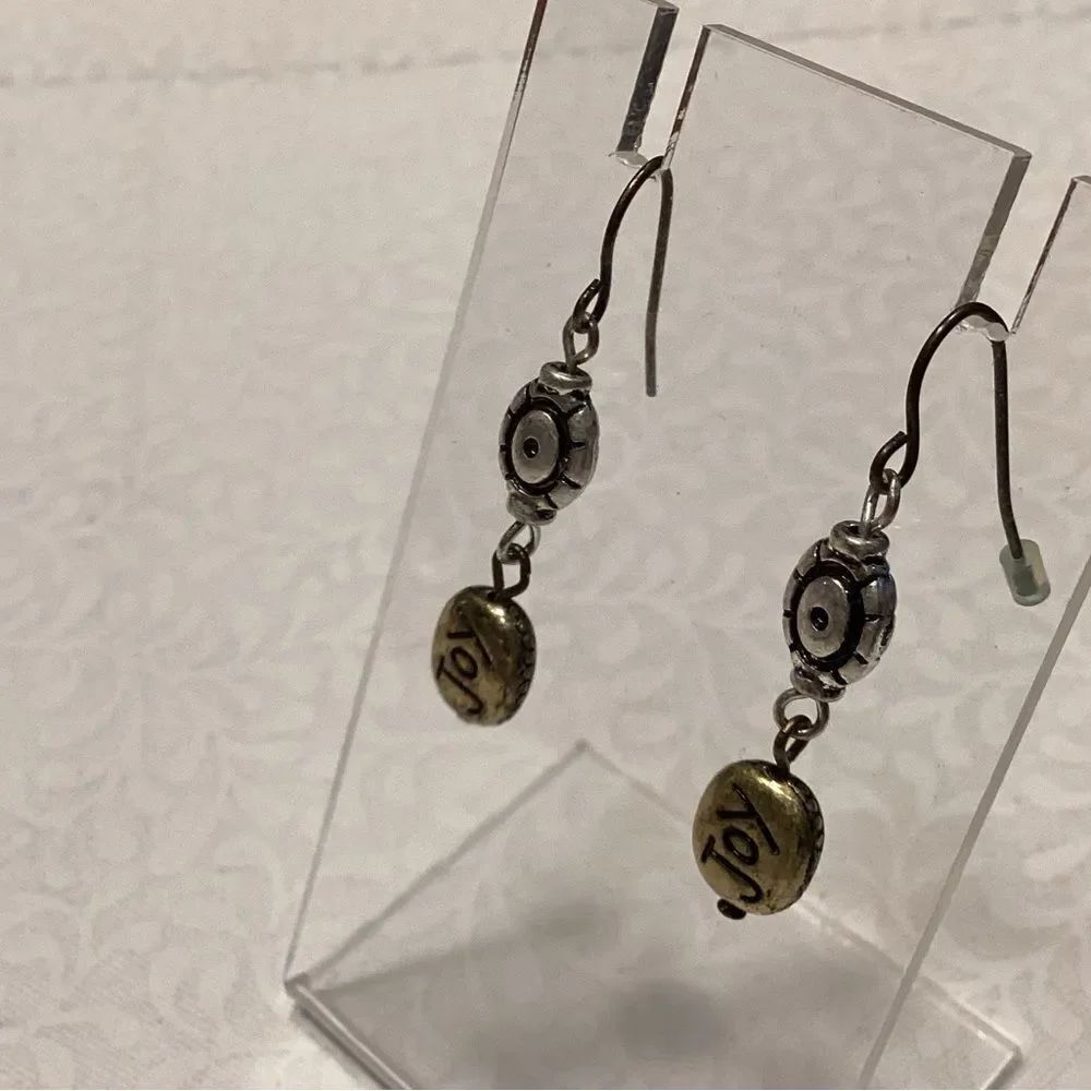 Silvertone Joy Drop Earrings